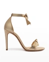 ALEXANDRE BIRMAN CLARITA METALLIC BOW EVENING STILETTO SANDALS