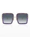 Anna-karin Karlsson Beaming Sky Swarovski Square Acetate Sunglasses In Purple