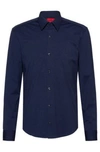 Hugo Boss High-performance Slim-fit Shirt In Stretch Fabric- Dark Blue Men's Casual Shirts Size L