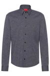 Hugo Boss High-performance Slim-fit Shirt In Stretch Fabric- Dark Grey Men's Casual Shirts Size S