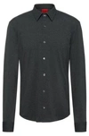 Hugo High Performance Slim Fit Shirt In Stretch Fabric In Black