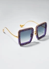 Anna-karin Karlsson Beaming Sky Swarovski Square Acetate Sunglasses In Purple