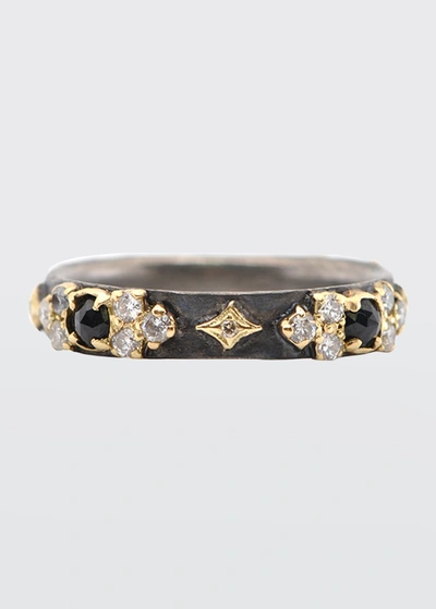 ARMENTA OLD WORLD CRIVELLI STACK BAND RING WITH BLACK SAPPHIRES