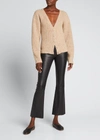 Sprwmn High-waist Flare-leg Cropped Leather Leggings In Mink