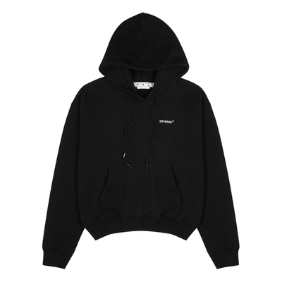 Off-white Half Arrows Graphic Pullover Hoodie With Drawstring Hood In Black