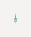 ANNOUSHKA 18CT GOLD GREEN JADE AND PEARL TULIP CHARM