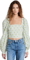 Caroline Constas Elliot Top In White Diamond Palm