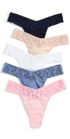 HANKY PANKY COTTON ORIG RISE 5 PACK THONG MULTI