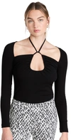 Rosetta Getty Drawstring Cutout Ruched Jersey Top In Black