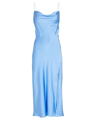 Intermix Rachael Silk Cowl Neck Slip Dress In Blue | ModeSens