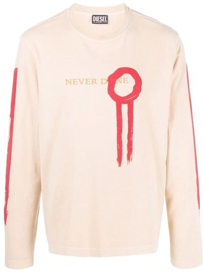 Diesel Never Done Graphic-print T-shirt In Neutrals