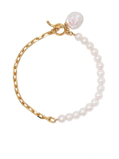 Dower & Hall Luna Freshwater Kasha Pearl Bracelet In Gold