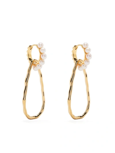 Dower & Hall Waterfall-drop Pearl Huggie Earrings In Gold