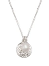 DOWER & HALL HAMMERED DISC PEARL PENDANT NECKLACE