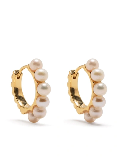 Dower & Hall Timeless Pearl Vermeil Huggie Hoops In White