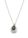 DOWER & HALL HAMMERED DISC PEARL PENDANT NECKLACE