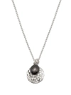 Dower & Hall Hammered Disc Pearl Pendant Necklace In Silver