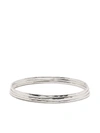 Dower & Hall Hammered Nomad 2mm Bangle Set In Silver
