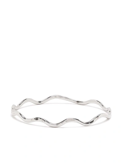 Dower & Hall Hammered Waterfall Bangle In Silver