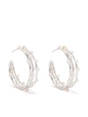 Dower & Hall Silver Triple-row Pearl Hoops In Silver