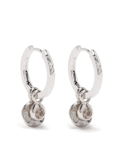 Dower & Hall Hammered Hoops Disc/dew Drops In Silver