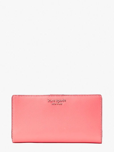 Kate Spade Cameron Street Stacy Large Slim Bifold Wallet In Surprise Coral