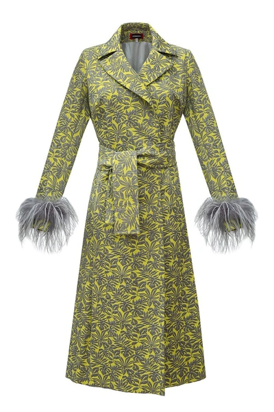 Andreeva Yellow Jacqueline Coat №22 With Detachable Feathers Cuffs