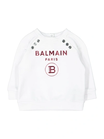 Balmain Babies' Kids Sweatshirt For Girls In Bianco
