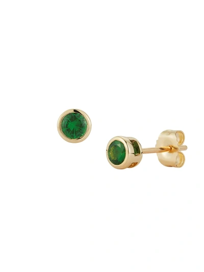 Nephora Women's 14k Yellow Gold & Green Tsavorite Stud Earrings