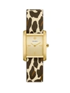 Tory Burch The Eleanor Watch With Animal-print Leather Strap In Gold/multi