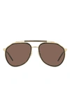 Dolce & Gabbana 57mm Aviator Sunglasses In Gold/ Havana/ Dark Brown