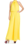 Meghan La Wild Orchid Pleated Jumpsuit In Yellow