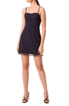 French Connection Whisper Pompom Trim Minidress In Duchess Blue