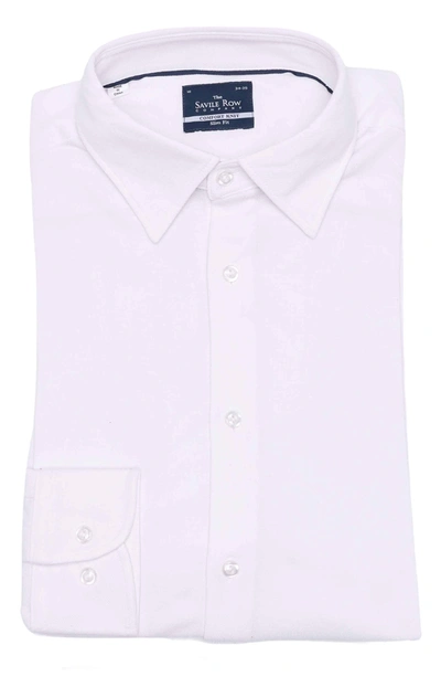 Savile Row White Pique Knit Slim Fit Dress Shirt
