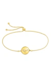 Sterling Forever Sterling Silver Aquarius Constellation Disk Bolo Bracelet In Gold- Capricorn