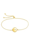 Sterling Forever Sterling Silver Constellation Disk Bolo Bracelet In Gold- Aries