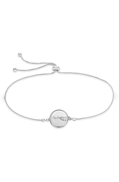 Sterling Forever Sterling Silver Aquarius Constellation Disk Bolo Bracelet In Silver- Taurus