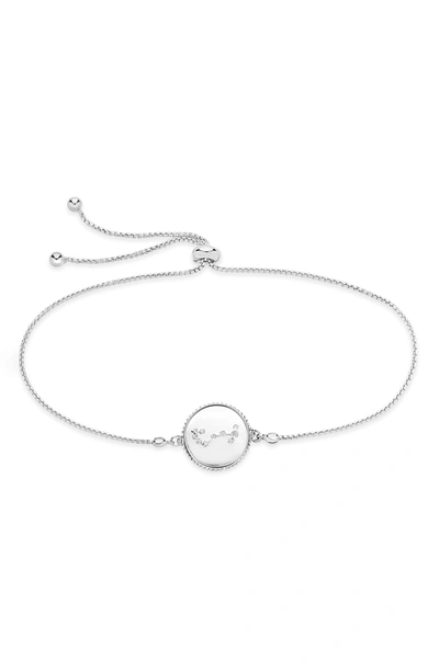 Sterling Forever Sterling Silver Aquarius Constellation Disk Bolo Bracelet In Silver- Scorpio