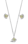 Sterling Forever Half Halo Opal Pendant Necklace In Silver
