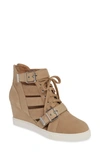 Linea Paolo Fave Cutout Wedge Sneaker In Sand Nubuck