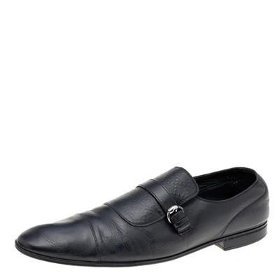 Pre-owned Gucci Black Leather Buckle Loafers Size 45