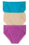 Natori Bliss French Cut Bikinis, Set Of 3 In Mulberry / Tropic / Cafe