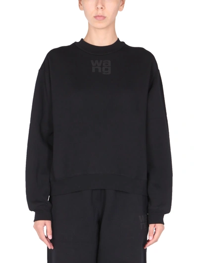 Alexander Wang Relaxed Fit Crew Sweatshirt With Puff Paint Logo In Black