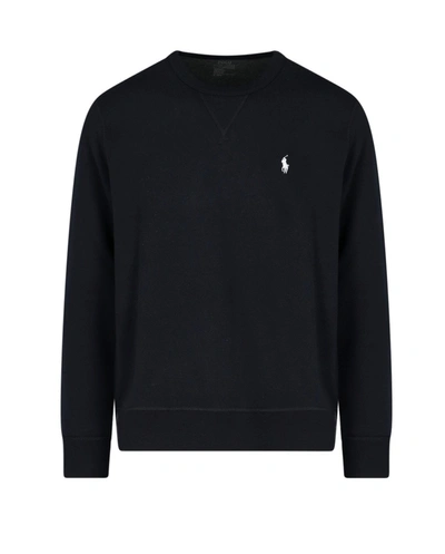 Polo Ralph Lauren Logo Embroidered Crewneck Sweatshirt In Nero