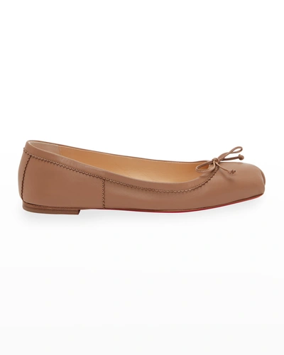 Christian Louboutin Mamadrague Napa Bow Ballerina Flats In Beige