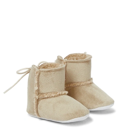 Tartine Et Chocolat Baby Shearling-lined Suede Boots In Beige