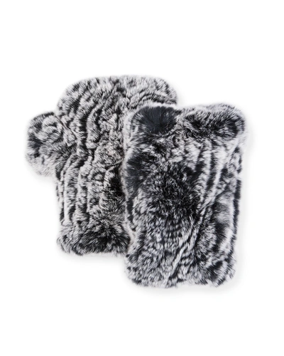 Surell Accessories Fingerless Fur Mittens In White