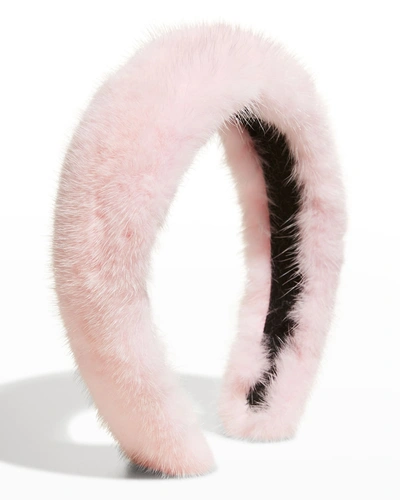 Surell Accessories Mink Fur Hairband In Pink