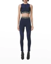 Burberry Paneled Printed Stretch-jersey Sports Bra In Deep Royal Blue P