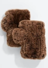 Surell Accessories Fingerless Fur Mittens In Brn Lt Brn Tip